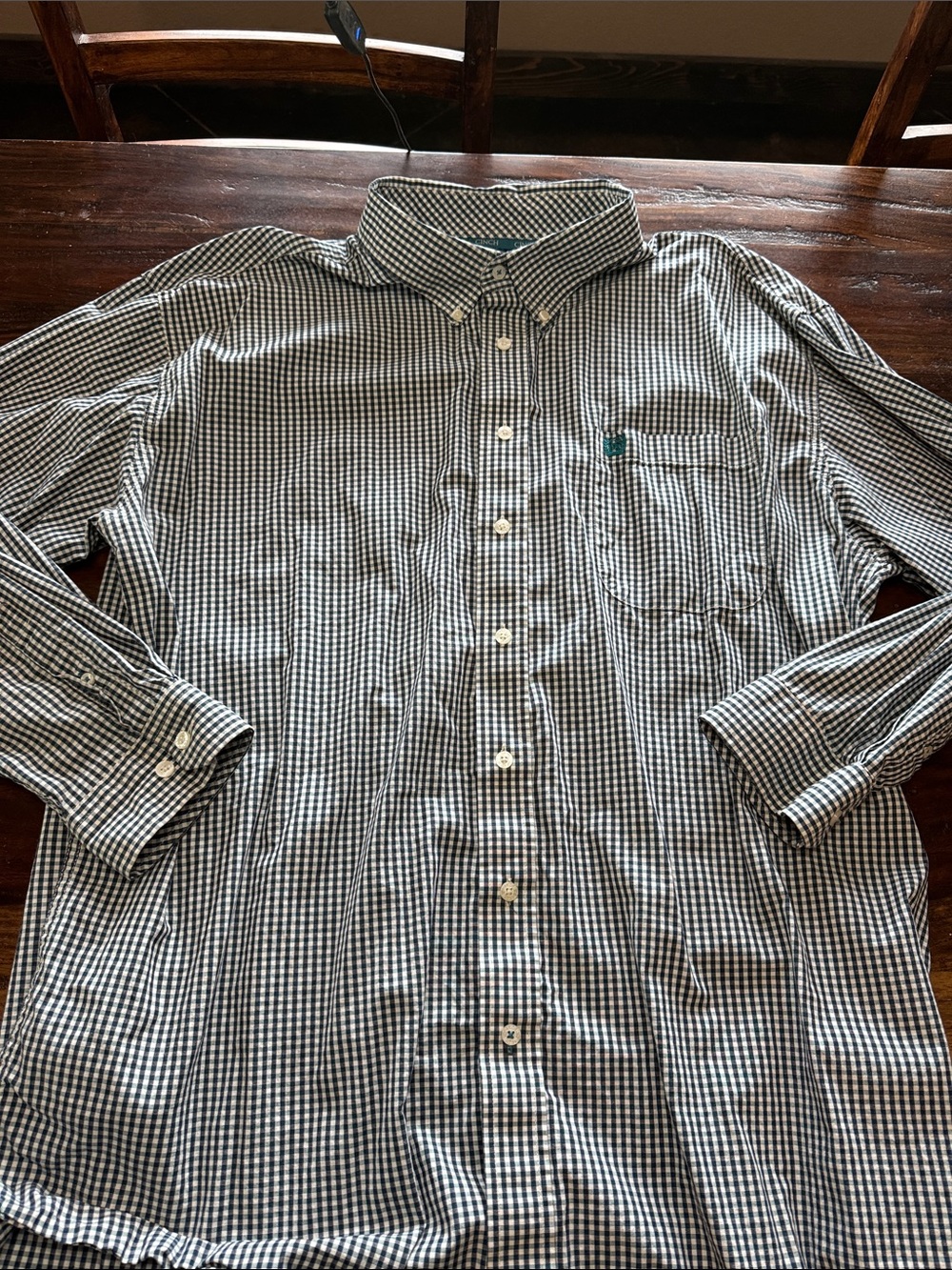 Cinch Men’s Black & White Gingham Button-Down Shirt
